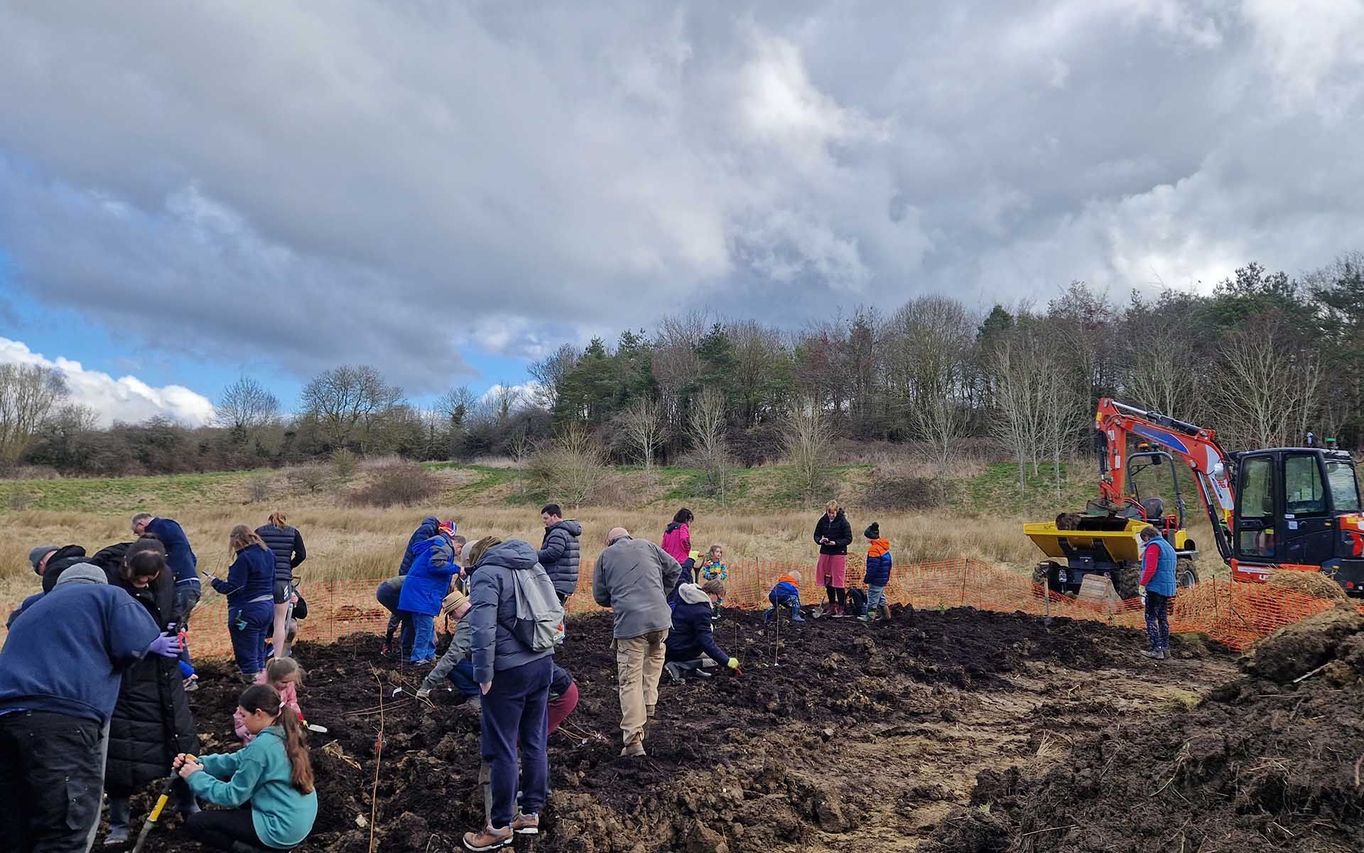 Melton Country Park Tiny Forest Planting Team - Planting Saplings