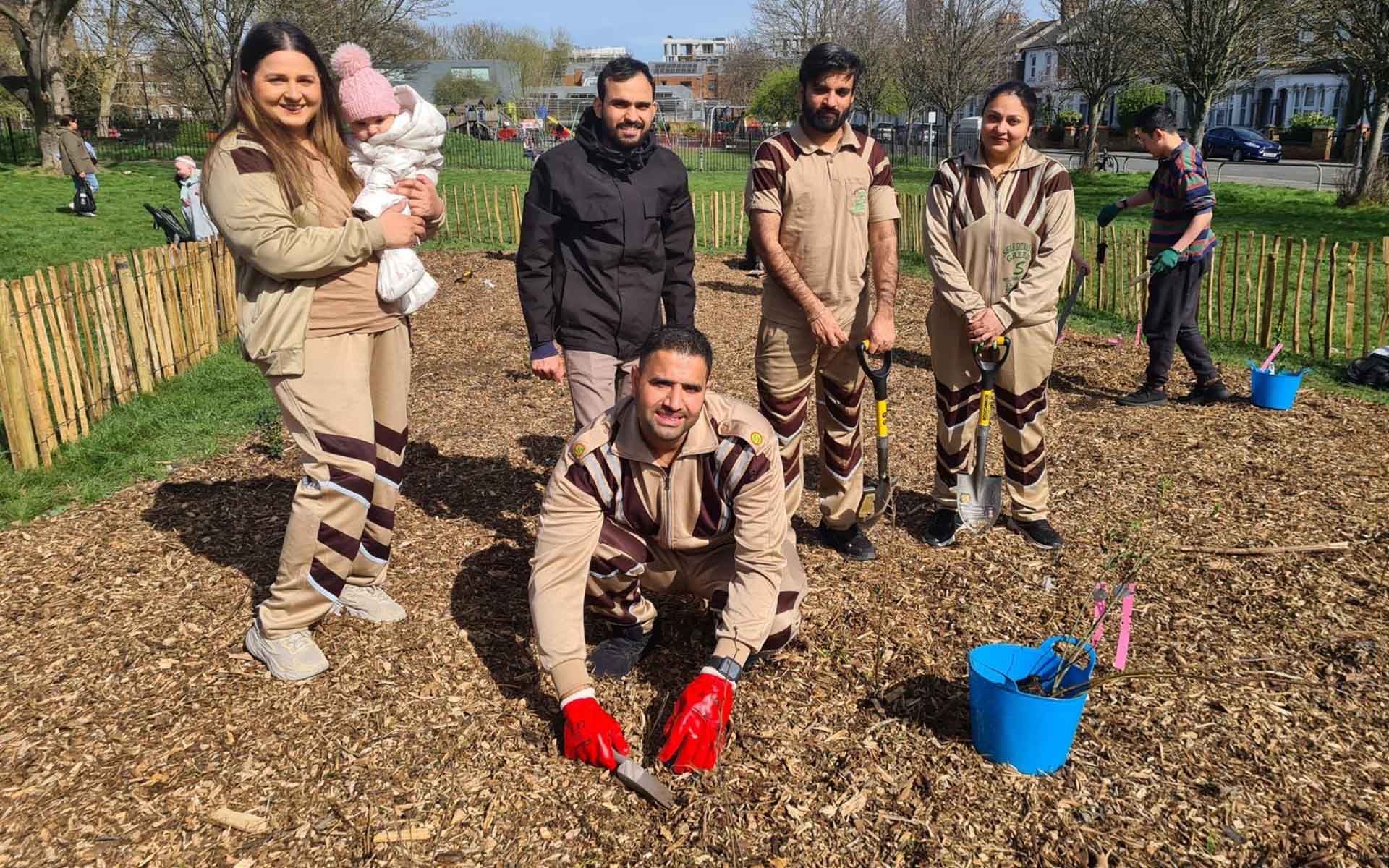 Paignton Park Tiny Forest Site planting team