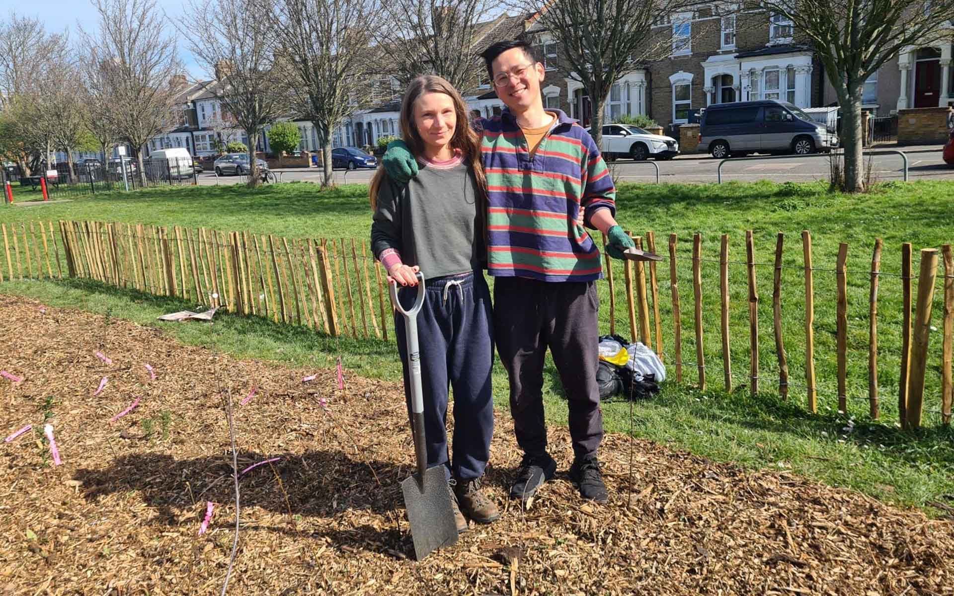Paignton Park Tiny Forest Site local people planting