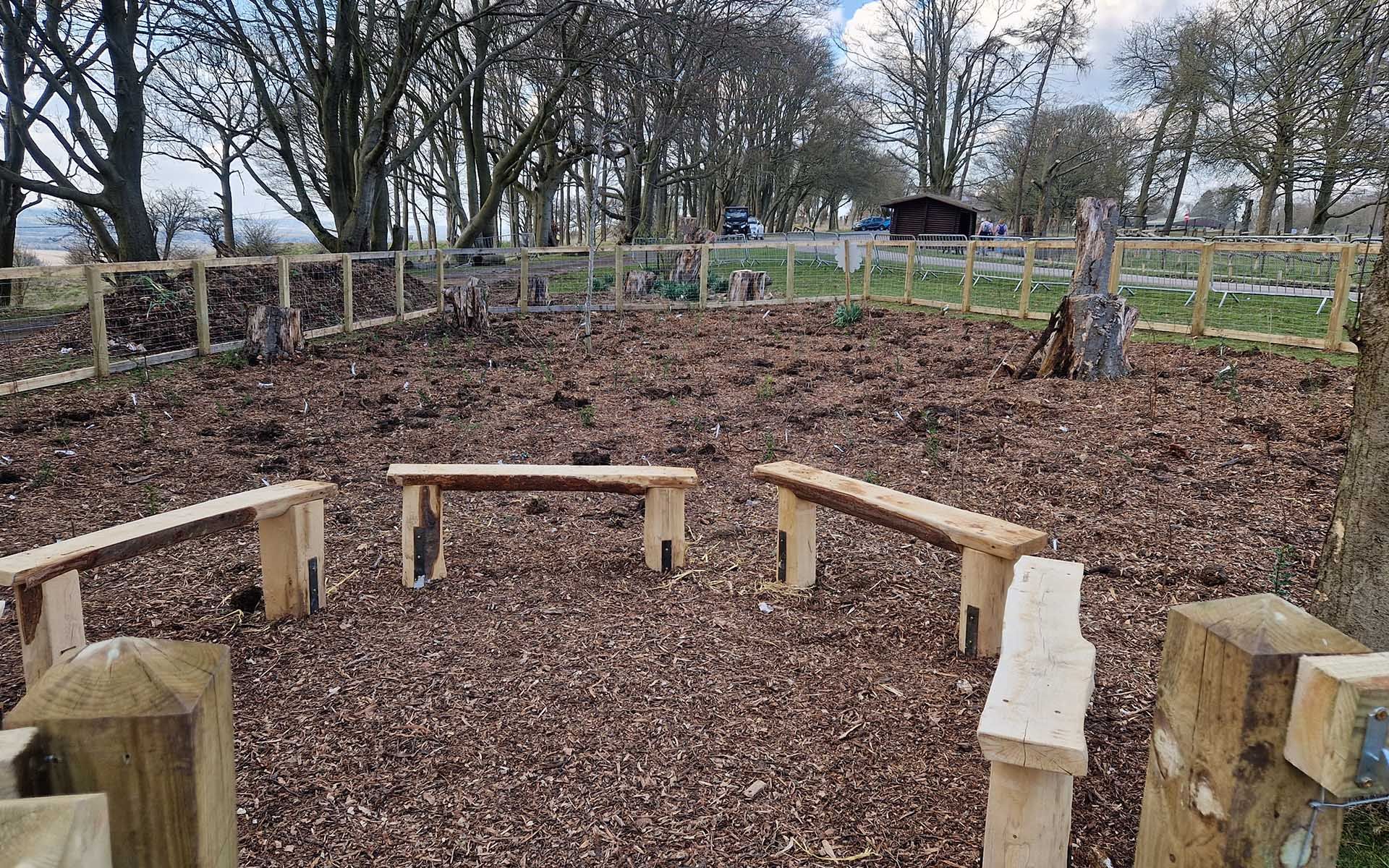 Whipsnade Zoo Tiny Forest school seating area