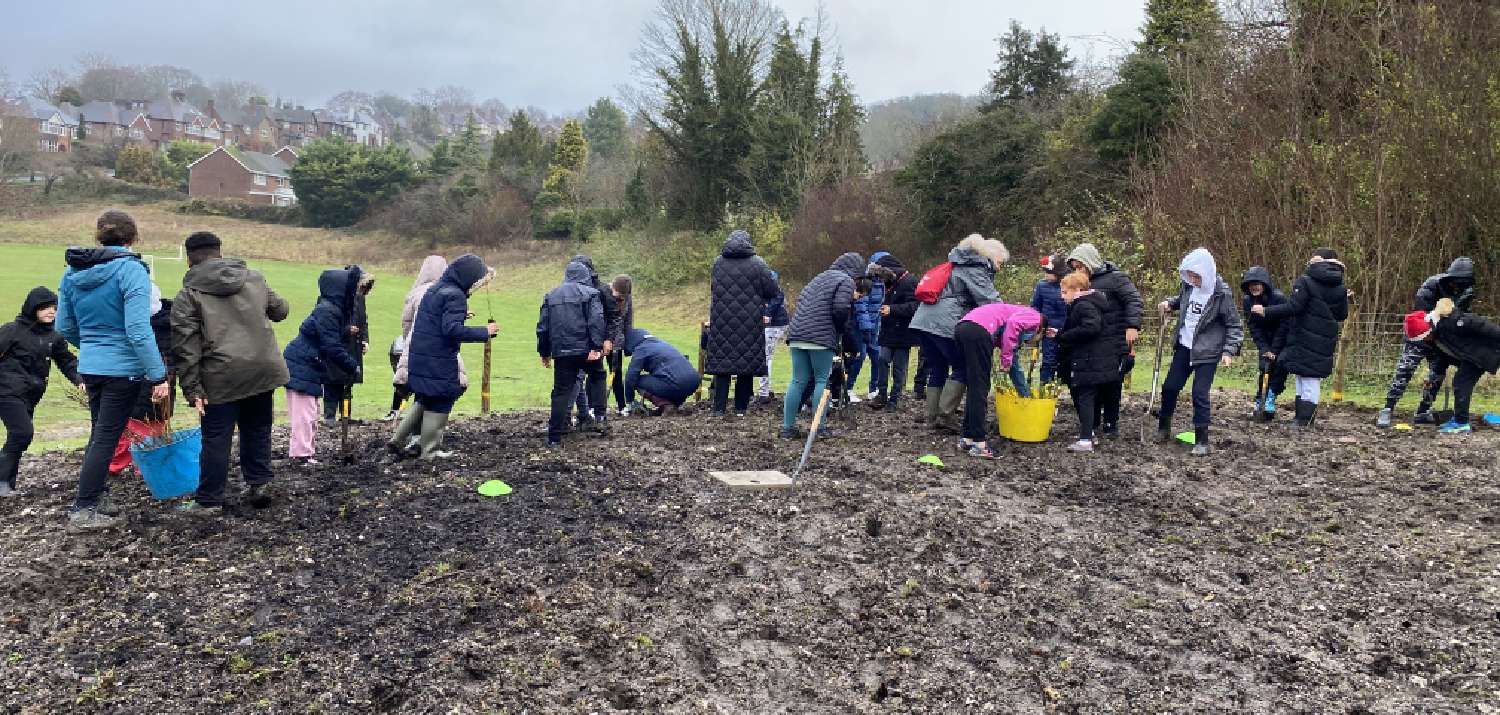 Hard work at the Tiny Forest December 2023 (Photo credit Buckinghamshire Council)