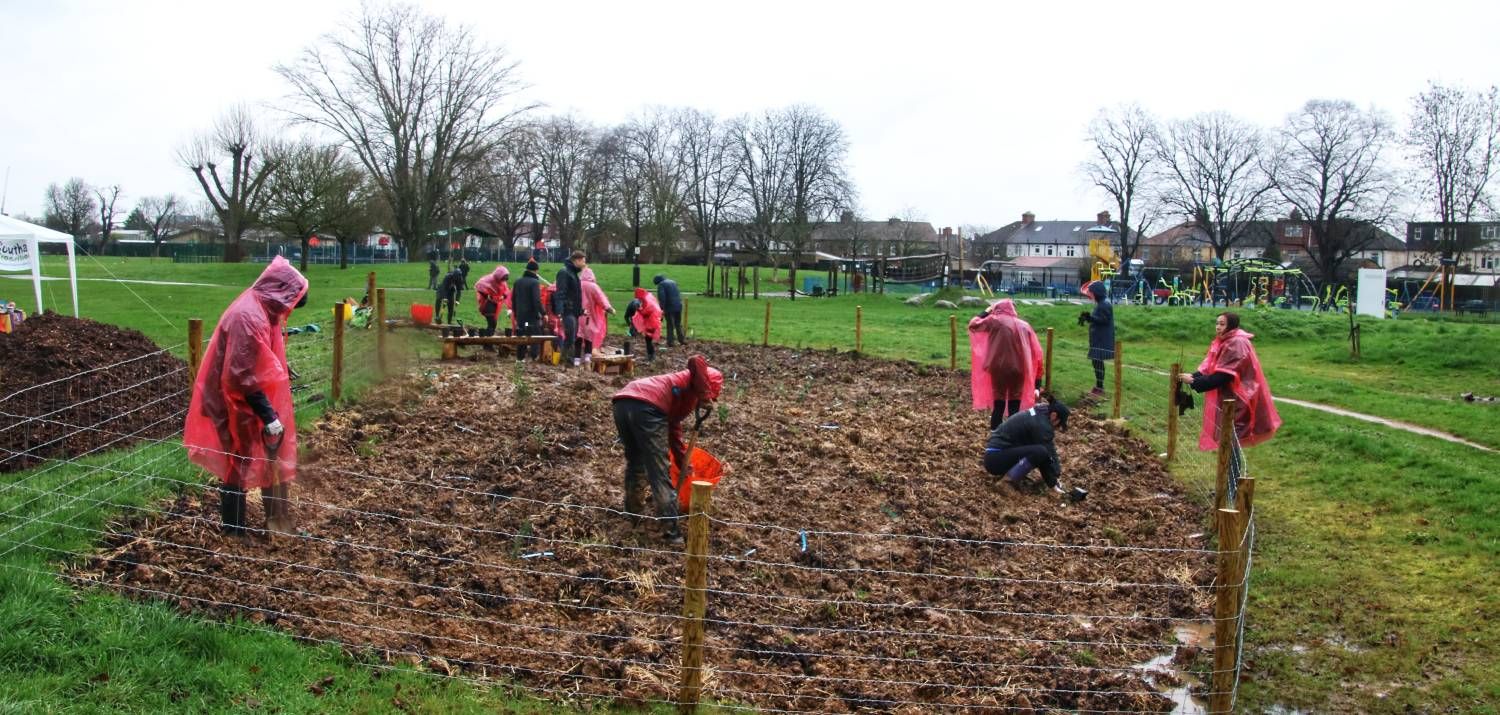 Hard work at the Southall Recreation Ground February 2024 (Photo Credit: Earthwatch Europe)