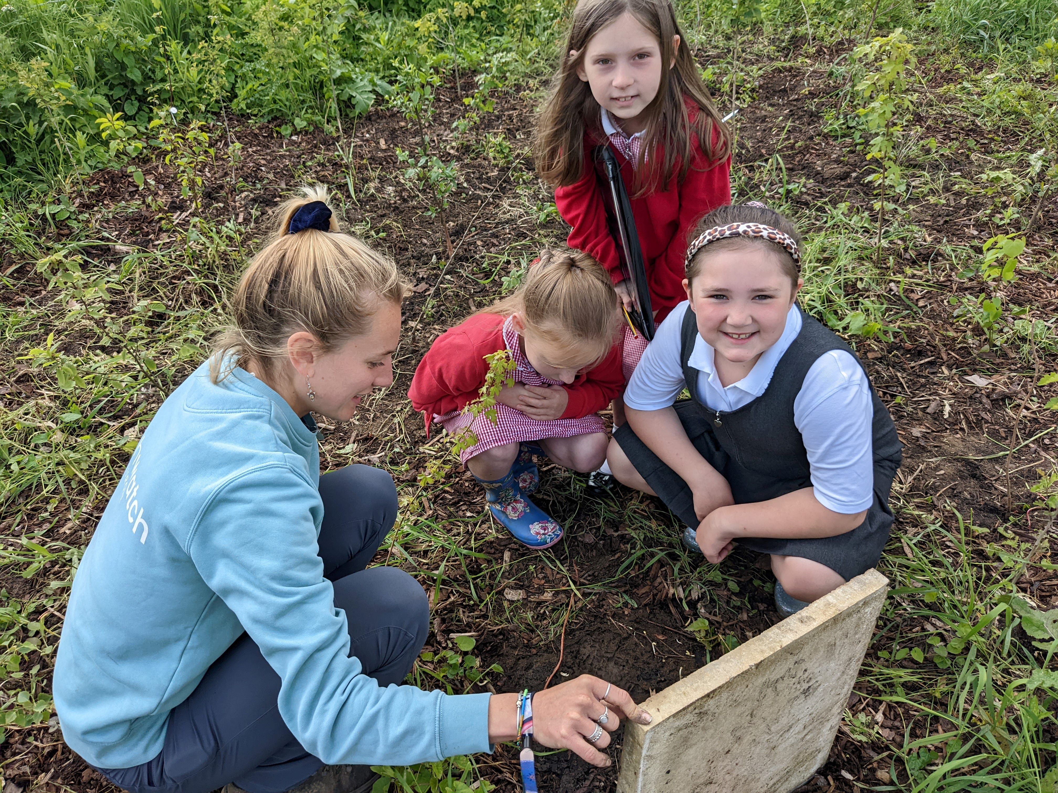 Monkton Park Tiny Forest Science Day. Photo Copyright Earthwatch Europe