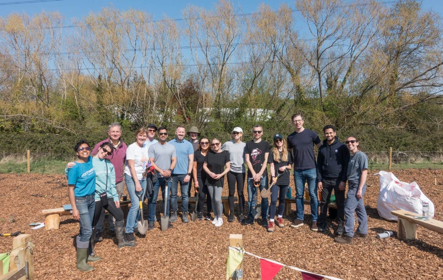 West Meadows, Staines Tiny Forest: Team of people who planted the forest