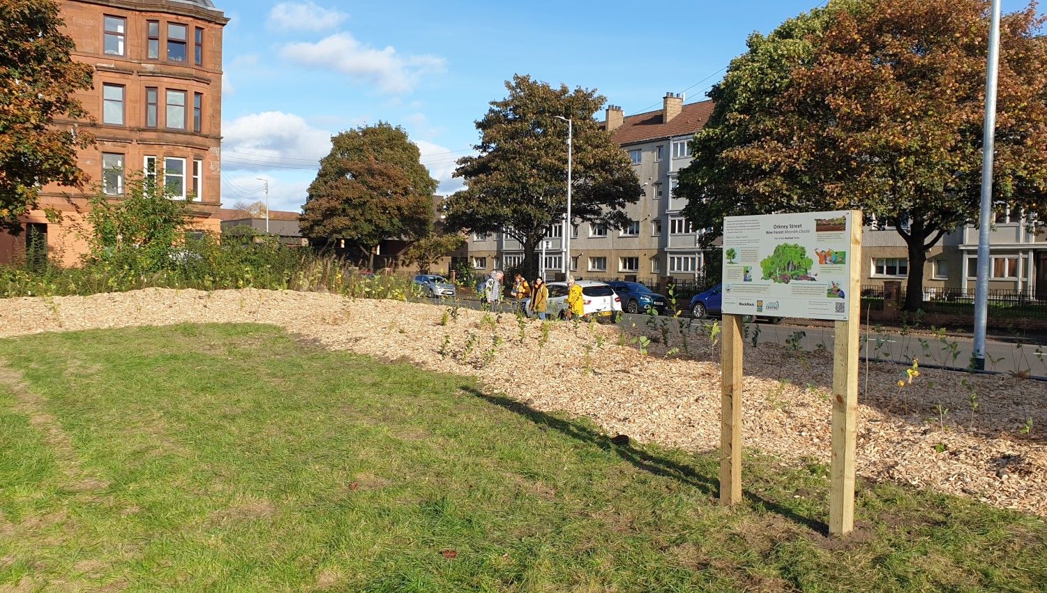 October 2021: Glasgow's fifth Tiny Forest is planted (Photo credit Earthwatch Europe)