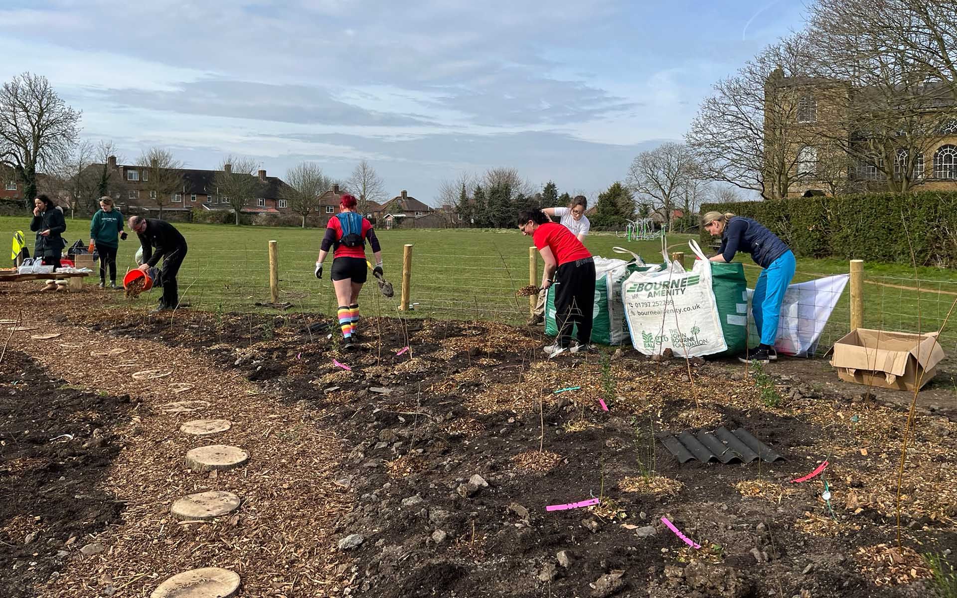 Cuckoo Park Tiny Forest Planting team with tree planting