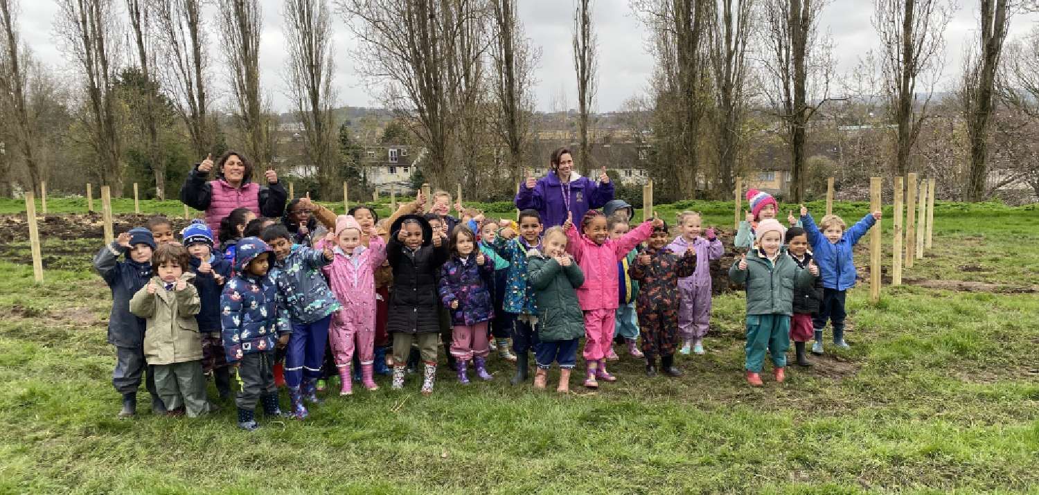 Great enthusiasm at the Tiny Forest Planting Day at Forster Memorial Park March 2024 (Photo Credit: Earthwatch Europe)