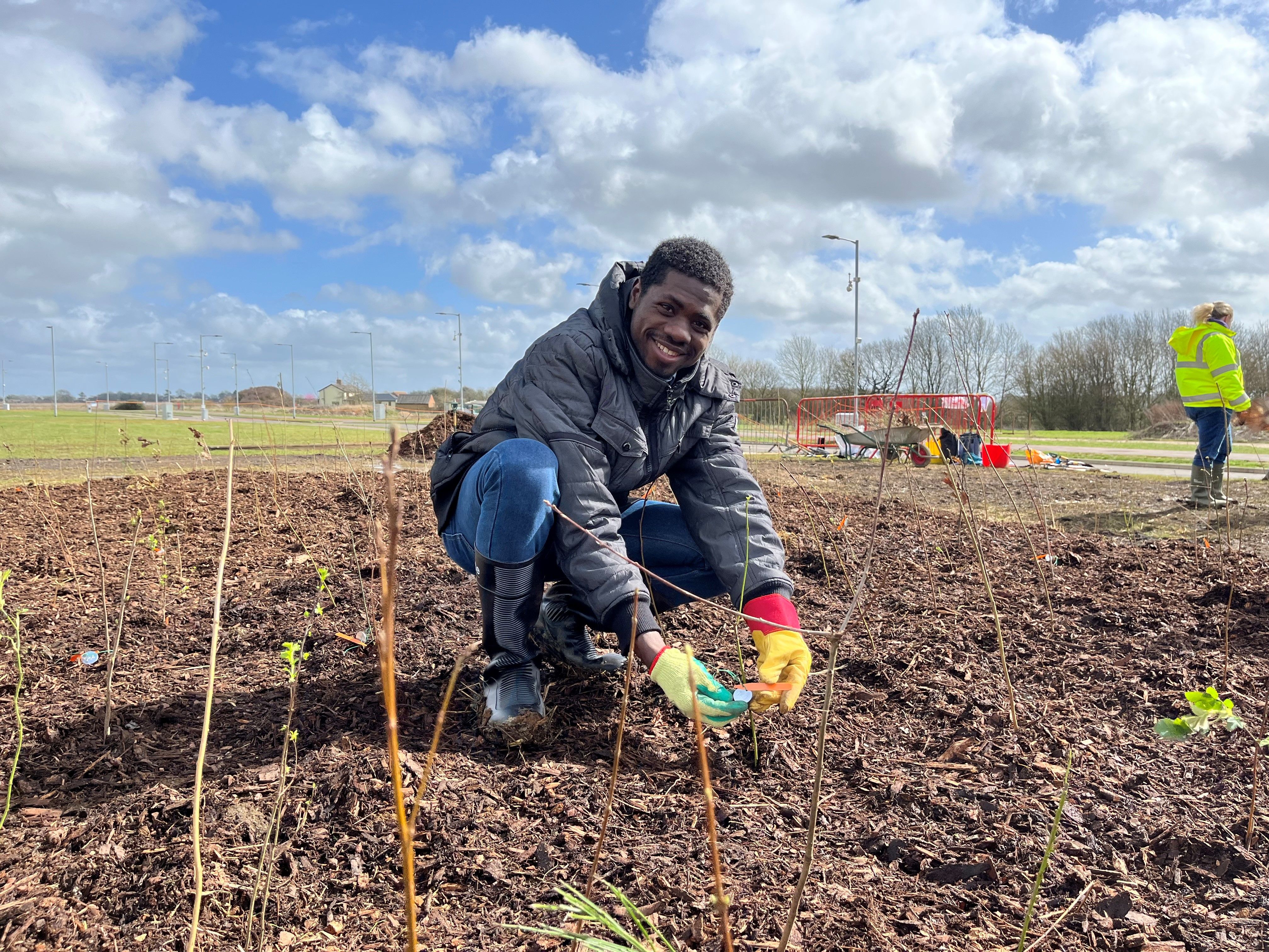 March 2023: Students and Staff of Cranfield University planting their Tiny Forest. Credit: EW Europe