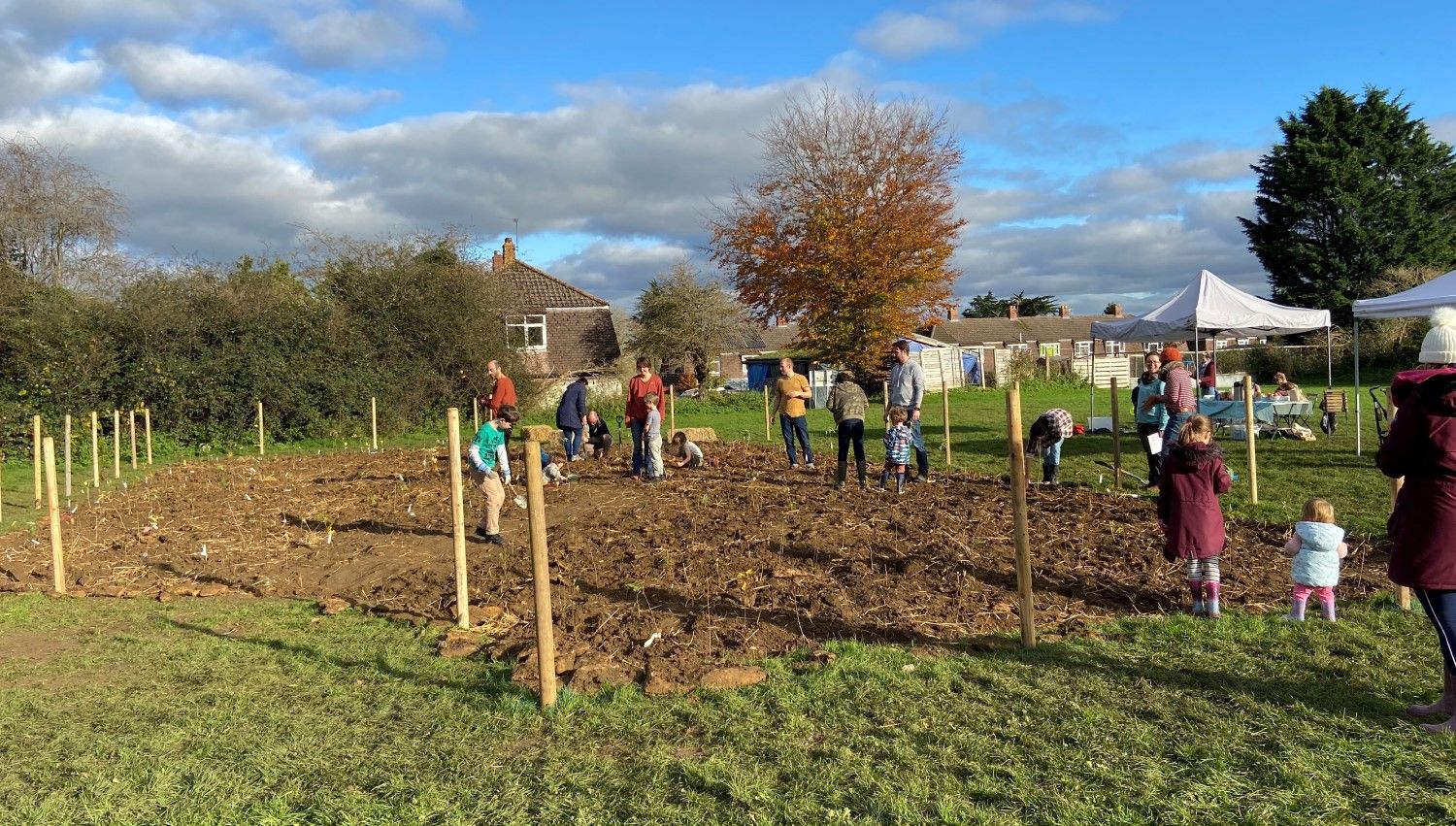 November 2021: Volunteers planting the tree saplings (Photo credit Earthwatch Europe)