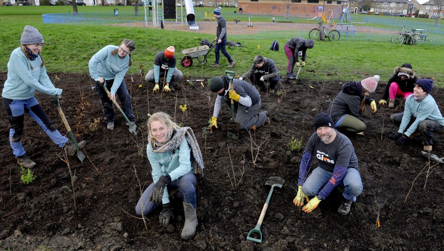 December 2021: Volunteers planting the tree saplings (Photo credit The City of Edinburgh Council)