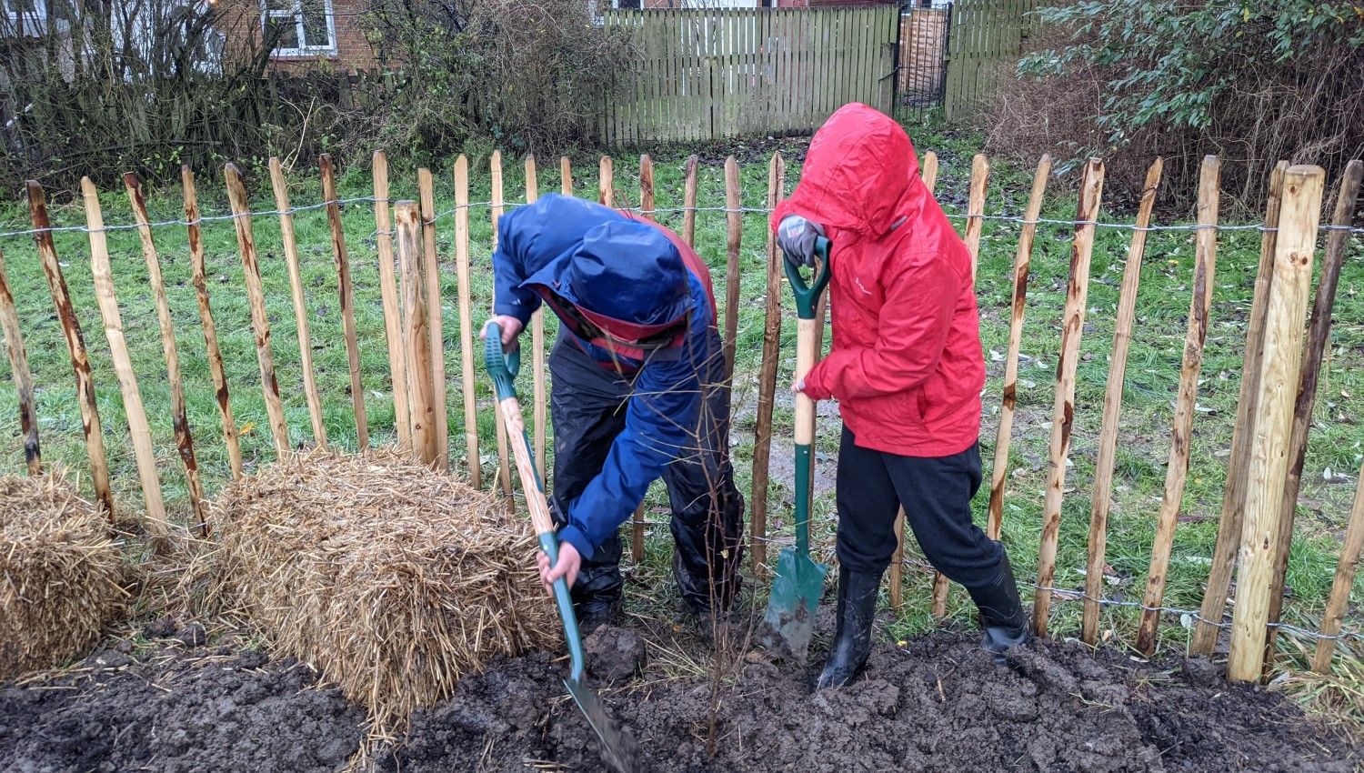 December 2021: Volunteers preparing the planting area (Photo credit Julie Smith. Yorkshire Sport Foundation)