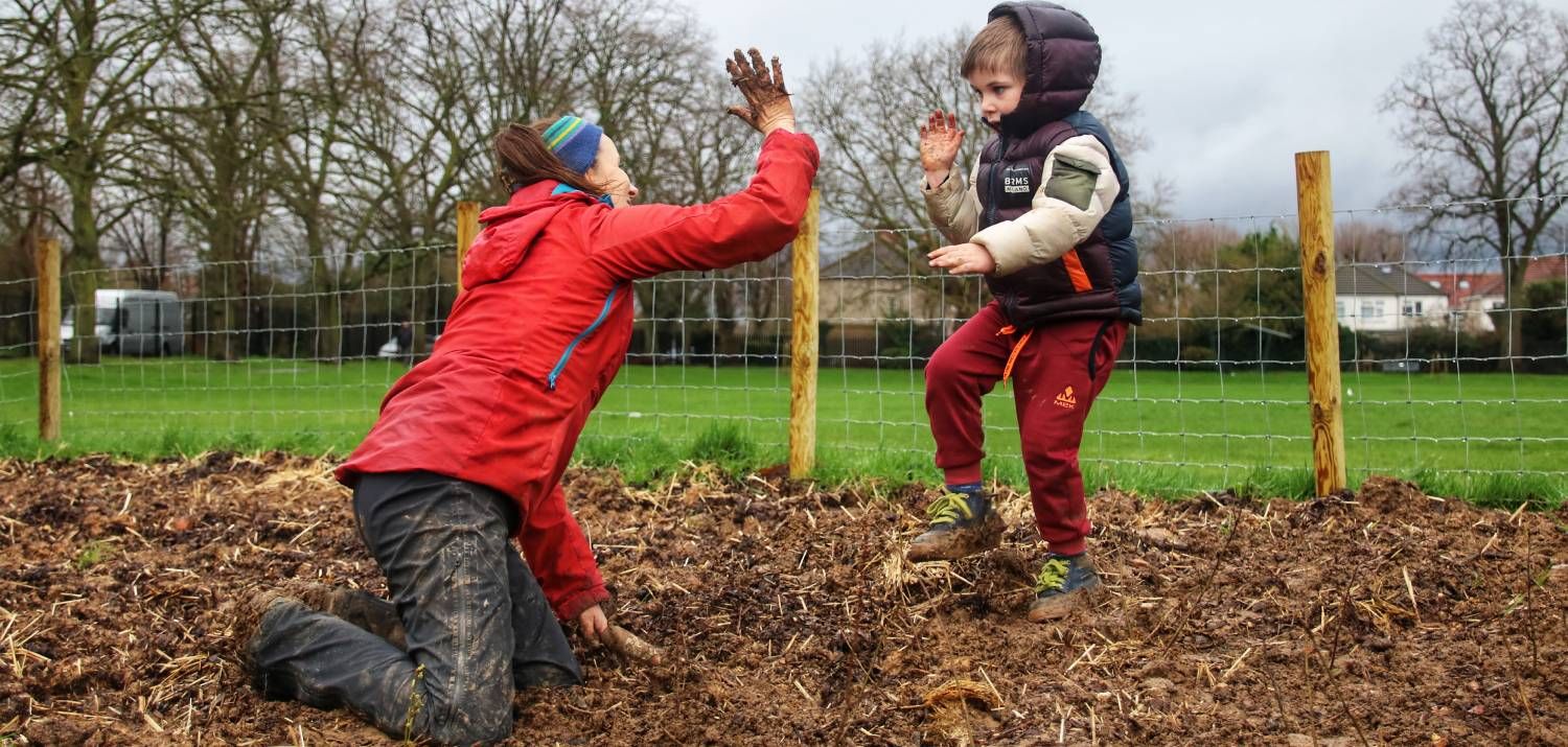 Tiny Forest at the Southall Recreation Ground February 2024 (Photo Credit: Earthwatch Europe)