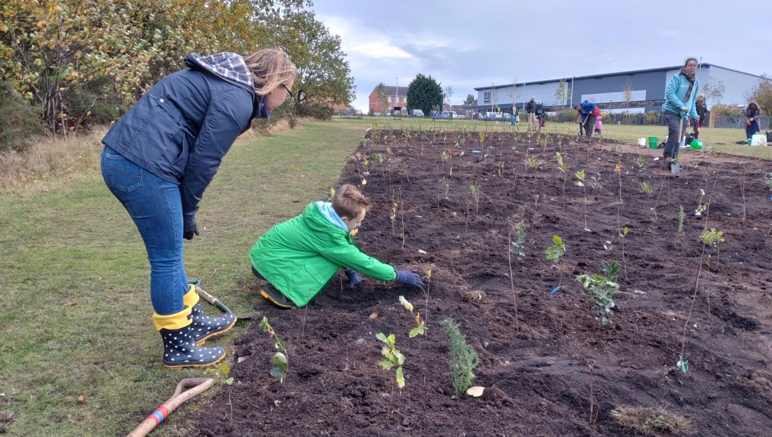 November 2021: Volunteers planting the final saplings (Photo credit Earthwatch Europe)